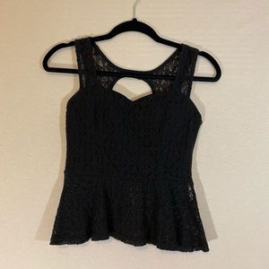 Lace Cutout Peplum Top